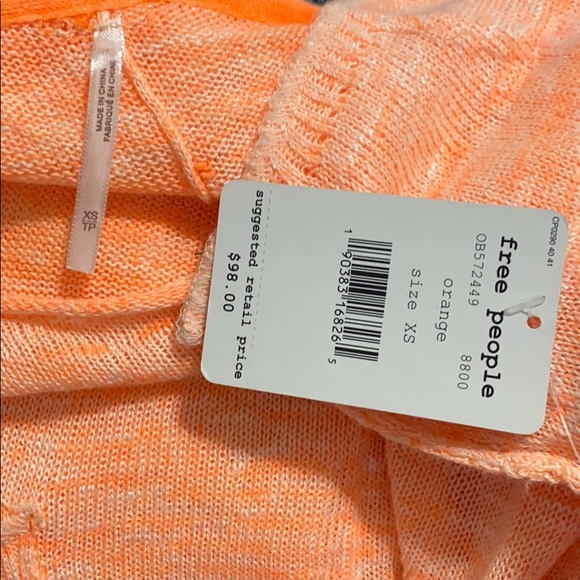 Free People Orange Lightweight High Low Pullover - Picture 2 of 4
